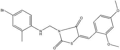 3-[(4-bromo-2-methylanilino)methyl]-5-(2,4-dimethoxybenzylidene)-1,3-thiazolidine-2,4-dione Struktur