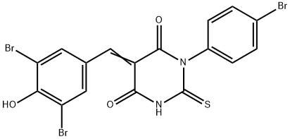 1-(4-bromophenyl)-5-(3,5-dibromo-4-hydroxybenzylidene)-2-thioxodihydro-4,6(1H,5H)-pyrimidinedione Struktur