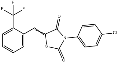 3-(4-chlorophenyl)-5-[2-(trifluoromethyl)benzylidene]-1,3-thiazolidine-2,4-dione Struktur