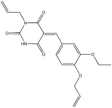 1-allyl-5-[4-(allyloxy)-3-ethoxybenzylidene]-2,4,6(1H,3H,5H)-pyrimidinetrione Struktur