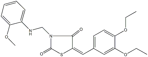 5-(3,4-diethoxybenzylidene)-3-[(2-methoxyanilino)methyl]-1,3-thiazolidine-2,4-dione Struktur