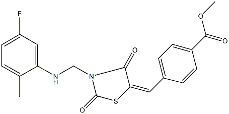 methyl 4-({3-[(5-fluoro-2-methylanilino)methyl]-2,4-dioxo-1,3-thiazolidin-5-ylidene}methyl)benzoate Struktur