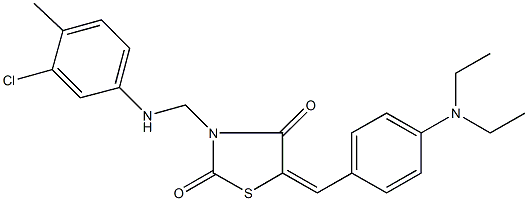 3-[(3-chloro-4-methylanilino)methyl]-5-[4-(diethylamino)benzylidene]-1,3-thiazolidine-2,4-dione Struktur