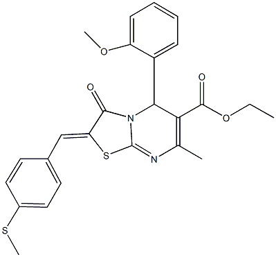 ethyl 5-(2-methoxyphenyl)-7-methyl-2-[4-(methylsulfanyl)benzylidene]-3-oxo-2,3-dihydro-5H-[1,3]thiazolo[3,2-a]pyrimidine-6-carboxylate Struktur