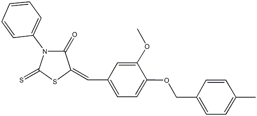 5-{3-methoxy-4-[(4-methylbenzyl)oxy]benzylidene}-3-phenyl-2-thioxo-1,3-thiazolidin-4-one Struktur