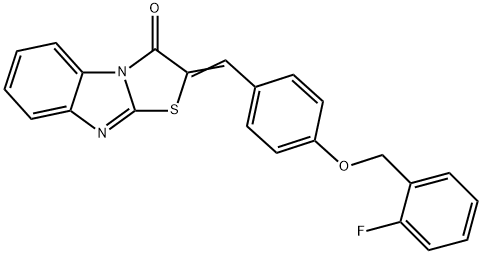 2-{4-[(2-fluorobenzyl)oxy]benzylidene}[1,3]thiazolo[3,2-a]benzimidazol-3(2H)-one Struktur