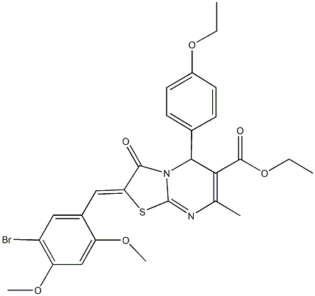 ethyl 2-(5-bromo-2,4-dimethoxybenzylidene)-5-(4-ethoxyphenyl)-7-methyl-3-oxo-2,3-dihydro-5H-[1,3]thiazolo[3,2-a]pyrimidine-6-carboxylate Struktur