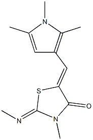 3-methyl-2-(methylimino)-5-[(1,2,5-trimethyl-1H-pyrrol-3-yl)methylene]-1,3-thiazolidin-4-one Struktur