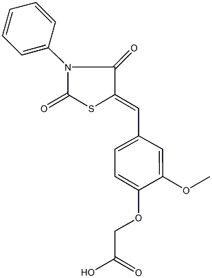 {4-[(2,4-dioxo-3-phenyl-1,3-thiazolidin-5-ylidene)methyl]-2-methoxyphenoxy}acetic acid Struktur