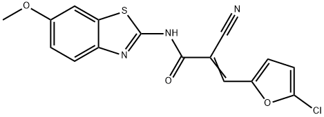 3-(5-chloro-2-furyl)-2-cyano-N-(6-methoxy-1,3-benzothiazol-2-yl)acrylamide Struktur