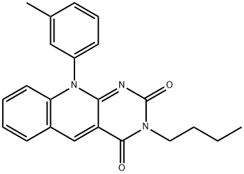 3-butyl-10-(3-methylphenyl)pyrimido[4,5-b]quinoline-2,4(3H,10H)-dione Struktur