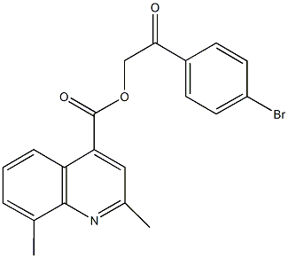 2-(4-bromophenyl)-2-oxoethyl 2,8-dimethyl-4-quinolinecarboxylate Struktur