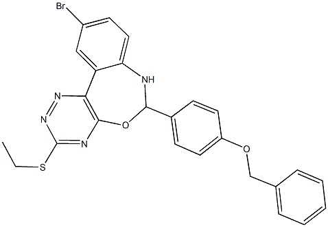 6-[4-(benzyloxy)phenyl]-10-bromo-3-(ethylsulfanyl)-6,7-dihydro[1,2,4]triazino[5,6-d][3,1]benzoxazepine Struktur