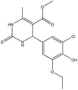 methyl 4-(3-chloro-5-ethoxy-4-hydroxyphenyl)-6-methyl-2-thioxo-1,2,3,4-tetrahydro-5-pyrimidinecarboxylate Struktur