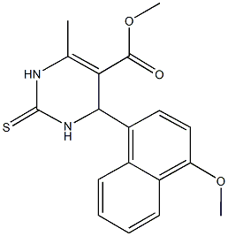 methyl 4-(4-methoxy-1-naphthyl)-6-methyl-2-thioxo-1,2,3,4-tetrahydro-5-pyrimidinecarboxylate Struktur