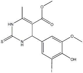 methyl 4-(4-hydroxy-3-iodo-5-methoxyphenyl)-6-methyl-2-thioxo-1,2,3,4-tetrahydro-5-pyrimidinecarboxylate Struktur