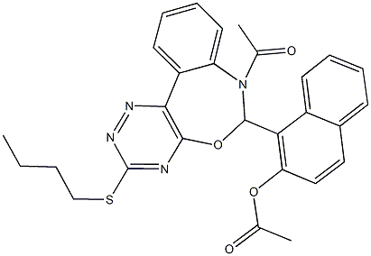 1-[7-acetyl-3-(butylsulfanyl)-6,7-dihydro[1,2,4]triazino[5,6-d][3,1]benzoxazepin-6-yl]-2-naphthyl acetate Struktur