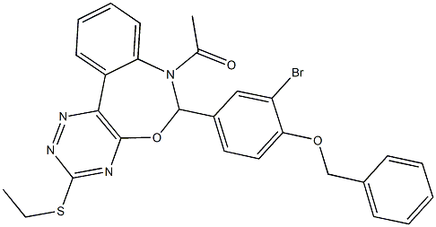 7-acetyl-6-[4-(benzyloxy)-3-bromophenyl]-3-(ethylsulfanyl)-6,7-dihydro[1,2,4]triazino[5,6-d][3,1]benzoxazepine Struktur