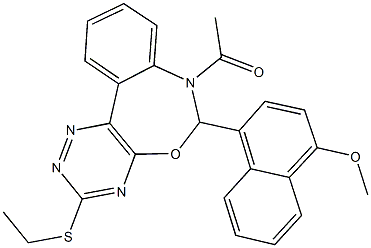 4-[7-acetyl-3-(ethylsulfanyl)-6,7-dihydro[1,2,4]triazino[5,6-d][3,1]benzoxazepin-6-yl]-1-naphthyl methyl ether Struktur