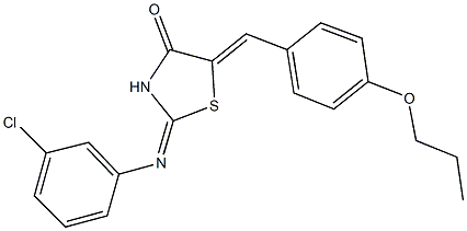 2-[(3-chlorophenyl)imino]-5-(4-propoxybenzylidene)-1,3-thiazolidin-4-one Struktur