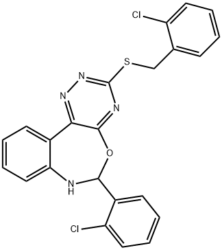 2-chlorobenzyl 6-(2-chlorophenyl)-6,7-dihydro[1,2,4]triazino[5,6-d][3,1]benzoxazepin-3-yl sulfide Struktur