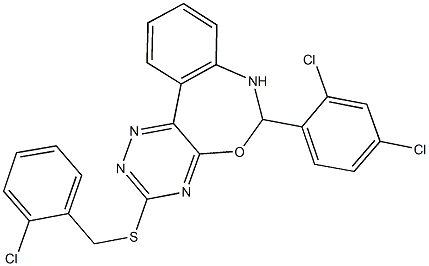 2-chlorobenzyl 6-(2,4-dichlorophenyl)-6,7-dihydro[1,2,4]triazino[5,6-d][3,1]benzoxazepin-3-yl sulfide Struktur