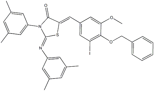 5-[4-(benzyloxy)-3-iodo-5-methoxybenzylidene]-3-(3,5-dimethylphenyl)-2-[(3,5-dimethylphenyl)imino]-1,3-thiazolidin-4-one Struktur