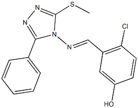 4-chloro-3-({[3-(methylsulfanyl)-5-phenyl-4H-1,2,4-triazol-4-yl]imino}methyl)phenol Struktur