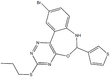 10-bromo-3-(propylsulfanyl)-6-(3-thienyl)-6,7-dihydro[1,2,4]triazino[5,6-d][3,1]benzoxazepine Struktur