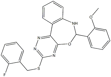 2-{3-[(2-fluorobenzyl)sulfanyl]-6,7-dihydro[1,2,4]triazino[5,6-d][3,1]benzoxazepin-6-yl}phenyl methyl ether Struktur