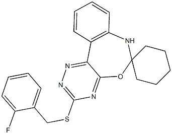 3-[(2-fluorobenzyl)sulfanyl]-6,7-dihydrospiro([1,2,4]triazino[5,6-d][3,1]benzoxazepine-6,1'-cyclohexane) Struktur