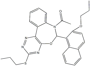 7-acetyl-6-(2-propoxy-1-naphthyl)-3-(propylsulfanyl)-6,7-dihydro[1,2,4]triazino[5,6-d][3,1]benzoxazepine Struktur