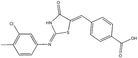 4-({2-[(3-chloro-4-methylphenyl)imino]-4-oxo-1,3-thiazolidin-5-ylidene}methyl)benzoic acid Struktur