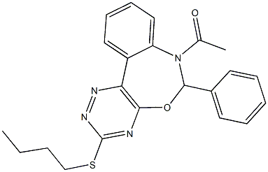 7-acetyl-6-phenyl-6,7-dihydro[1,2,4]triazino[5,6-d][3,1]benzoxazepin-3-yl butyl sulfide Struktur