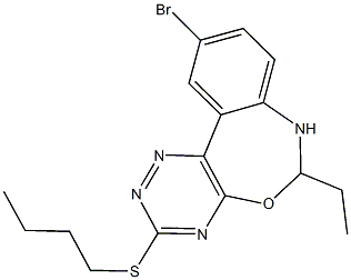 10-bromo-6-ethyl-6,7-dihydro[1,2,4]triazino[5,6-d][3,1]benzoxazepin-3-yl butyl sulfide Struktur