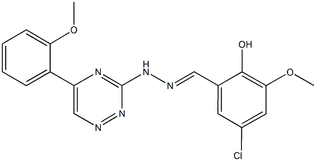 5-chloro-2-hydroxy-3-methoxybenzaldehyde [5-(2-methoxyphenyl)-1,2,4-triazin-3-yl]hydrazone Struktur