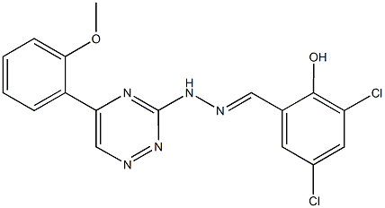 3,5-dichloro-2-hydroxybenzaldehyde [5-(2-methoxyphenyl)-1,2,4-triazin-3-yl]hydrazone Struktur