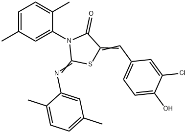 5-(3-chloro-4-hydroxybenzylidene)-3-(2,5-dimethylphenyl)-2-[(2,5-dimethylphenyl)imino]-1,3-thiazolidin-4-one Struktur