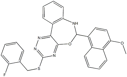 4-{3-[(2-fluorobenzyl)sulfanyl]-6,7-dihydro[1,2,4]triazino[5,6-d][3,1]benzoxazepin-6-yl}-1-naphthyl methyl ether Struktur