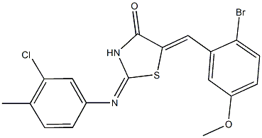 5-(2-bromo-5-methoxybenzylidene)-2-[(3-chloro-4-methylphenyl)imino]-1,3-thiazolidin-4-one Struktur