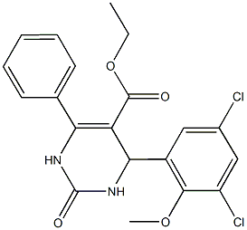 ethyl 4-(3,5-dichloro-2-methoxyphenyl)-2-oxo-6-phenyl-1,2,3,4-tetrahydro-5-pyrimidinecarboxylate Struktur