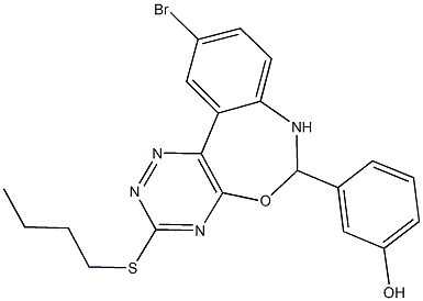 3-[10-bromo-3-(butylsulfanyl)-6,7-dihydro[1,2,4]triazino[5,6-d][3,1]benzoxazepin-6-yl]phenol Struktur