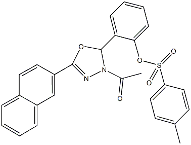 2-[3-acetyl-5-(2-naphthyl)-2,3-dihydro-1,3,4-oxadiazol-2-yl]phenyl 4-methylbenzenesulfonate Struktur