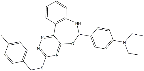 N,N-diethyl-4-{3-[(4-methylbenzyl)sulfanyl]-6,7-dihydro[1,2,4]triazino[5,6-d][3,1]benzoxazepin-6-yl}aniline Struktur