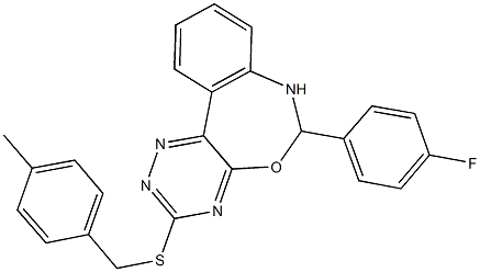 6-(4-fluorophenyl)-3-[(4-methylbenzyl)sulfanyl]-6,7-dihydro[1,2,4]triazino[5,6-d][3,1]benzoxazepine Struktur