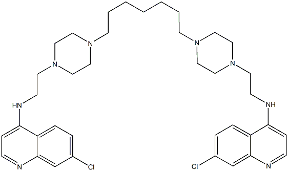 N-(7-chloro-4-quinolinyl)-N-(2-{4-[7-(4-{2-[(7-chloro-4-quinolinyl)amino]ethyl}-1-piperazinyl)heptyl]-1-piperazinyl}ethyl)amine Struktur