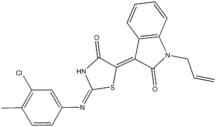 1-allyl-3-{2-[(3-chloro-4-methylphenyl)imino]-4-oxo-1,3-thiazolidin-5-ylidene}-1,3-dihydro-2H-indol-2-one Struktur