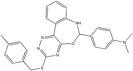 N,N-dimethyl-4-{3-[(4-methylbenzyl)sulfanyl]-6,7-dihydro[1,2,4]triazino[5,6-d][3,1]benzoxazepin-6-yl}aniline Struktur