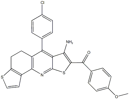 [7-amino-6-(4-chlorophenyl)-4,5-dihydrodithieno[2,3-b:2,3-h]quinolin-8-yl](4-methoxyphenyl)methanone Struktur