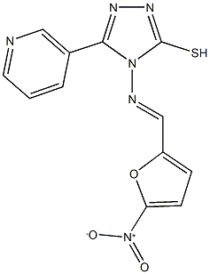 3-{4-[({5-nitro-2-furyl}methylene)amino]-5-sulfanyl-4H-1,2,4-triazol-3-yl}pyridine Struktur